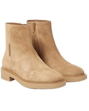 Gianvito Rossi Suede Ankle Boots - Natural