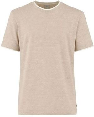 Eleventy Contrast Trim Short Sleeve T-Shirt - Natural