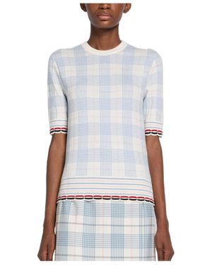 Thom Browne Check-Pattern Knitted Top - White