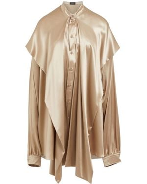 Balenciaga Minimalist Satin Long-Sleeve Shirt - Natural