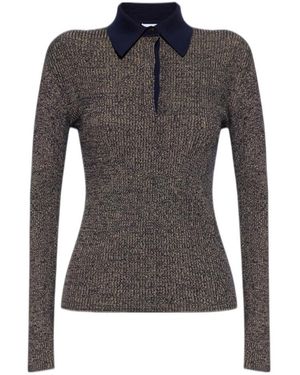 Ferragamo Long-Sleeve Polo - Gray