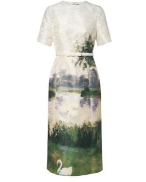 Leo Elizabeth Printed Jacquard Midi Dress - Green