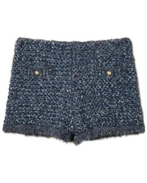 Twinset Frayed Knit Shorts - Blue