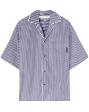 Palm Angels Striped Short-Sleeved Shirt - Purple
