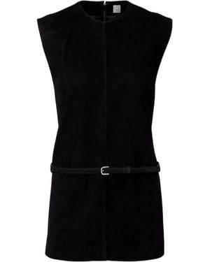 TOTEME Belted Suede Minidress - Black
