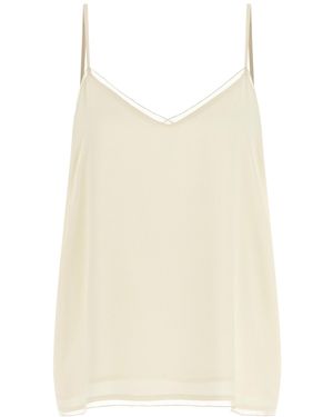 Fabiana Filippi V-Neck Embellished-Trim Top - Natural