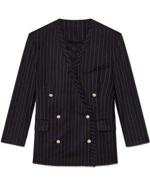 CASABLANCA Double Breasted Striped Oversized Blazer - Black