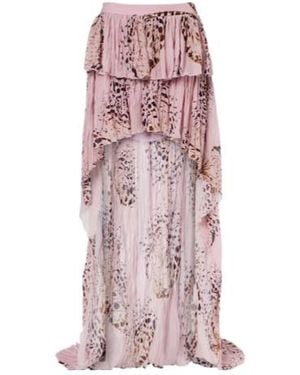 Blumarine Printed Asymmetric Georgette Maxi Skirt - Pink