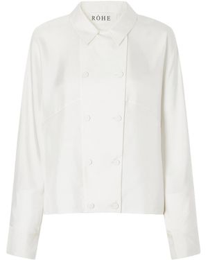 Rohe Double-Breasted Silk-Satin Blouse - White