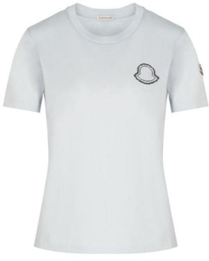 Moncler Logo Embroidered Crewneck T-Shirt - White