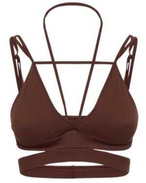 ANDREADAMO Ribbed Jersey Bra W/ Straps - Brown