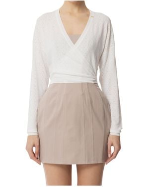 Elisabetta Franchi Knit Cardigan With Openwork Embroideries - Gray
