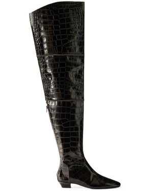 Magda Butrym Croc-Effect Leather Over-The-Knee Boots - Black