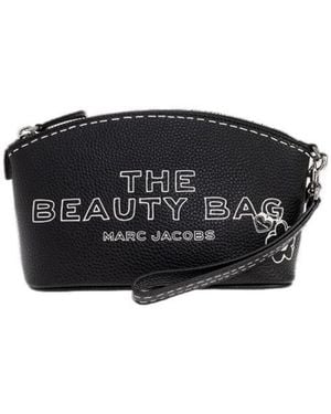 Marc Jacobs Lettering-Print Make-Up Bag - Black