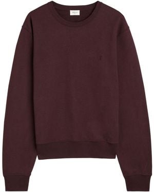 Saint Laurent Cotton Crew-Neck Sweatshirt - Purple