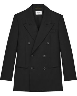 Saint Laurent Double-Breasted Long-Sleeved Blazer - Black