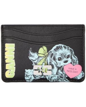 Ganni Printed Card Holder - White