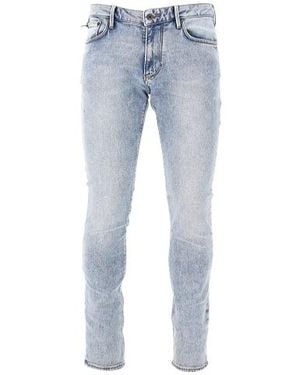 Emporio Armani Five-Pocket Slim Fit Stone-Washed Jeans - Blue