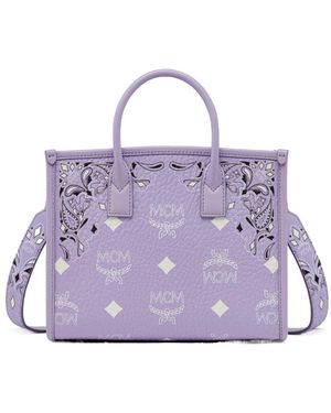 MCM Top Handle Shoulder Bag - Purple