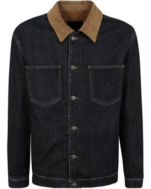 Dondup Denim Jacket With A Corduroy Collar - Black