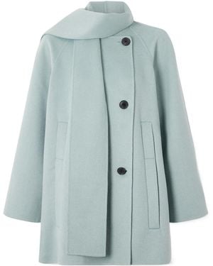 Proenza Schouler Scarf-Detailed Wool-Blend Coat - Blue