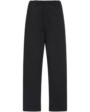 The Row Delano Elastic Drawstring Waist Trousers - Black