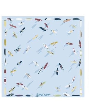 Longchamp Printed Silk Scarf - Blue