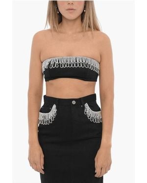 ROTATE BIRGER CHRISTENSEN Crystal-Embellished Bandeau Top - Black