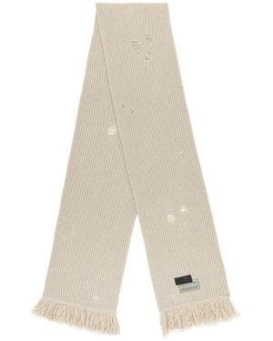 MM6 by Maison Margiela Distressed Fringed Scarf - White