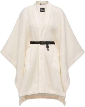 Moncler Mohair, Alpaca Wool Blend Belted Cape - White
