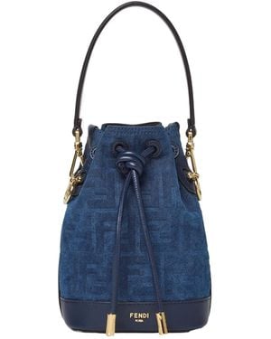 Fendi Mon Tresor Ff Jacquard Bucket Bag - Blue