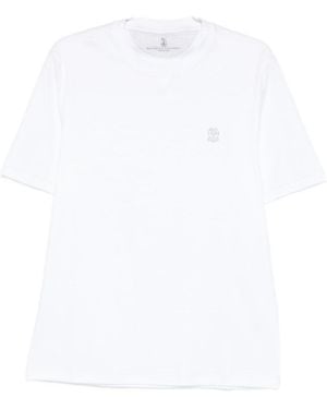 Brunello Cucinelli Embroidered-Logo T-Shirt - White