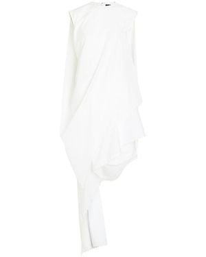 Jacquemus La Robe Traversin Courte Asymmetric Cotton-Poplin Midi Dress - White