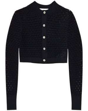 Lanvin Openwork-Knit Cropped Cardigan - Blue