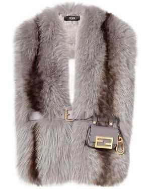 Fendi Fox Fur Stole - Gray