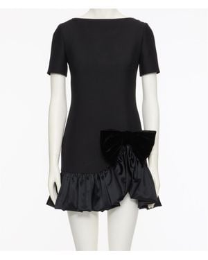Valentino Bow Detailed Short-Sleeved Dress - Black