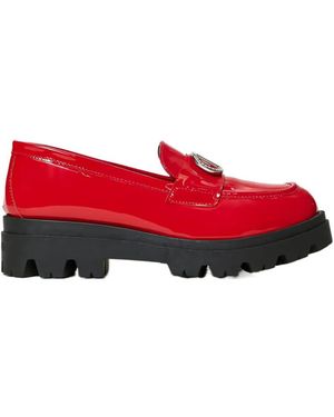 Twinset Patent-Leather Oval T Loafers - Red