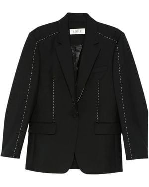 Rohe Contrast-Stitching Single-Breasted Blazer - Black