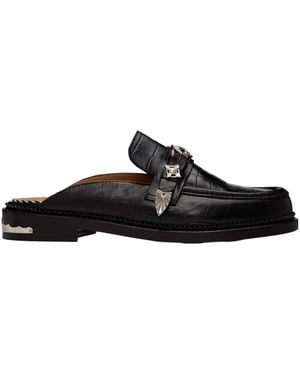 Toga Virilis Crocodile-Embossed Mules - Black