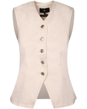7 For All Mankind Button-Front Western-Style Vest - Natural