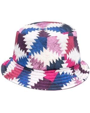 Isabel Marant Colour Block-Print Bucket Hat - White