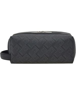Ferragamo Ferragamo Logo Print Zipped Pouch - Gray