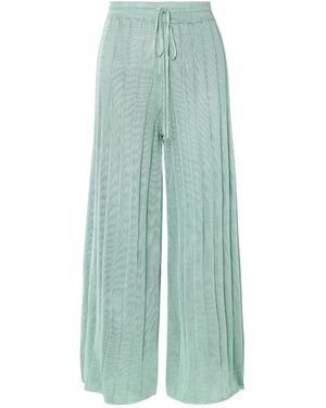 Calle Del Mar Ribbed Knit Wide-Leg Trousers - Green