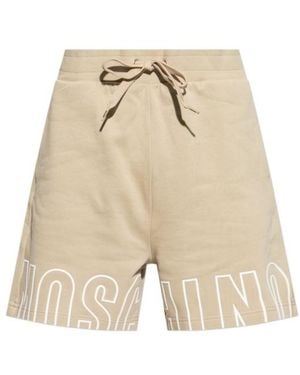 Moschino Logo Printed Drawstring Sweatshorts - Natural