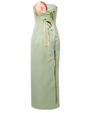 Leo Marilyn Floral-Appliqué Bustier Dress - Green