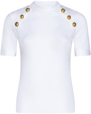 Balmain Button Embellished Slim Fit Top - White