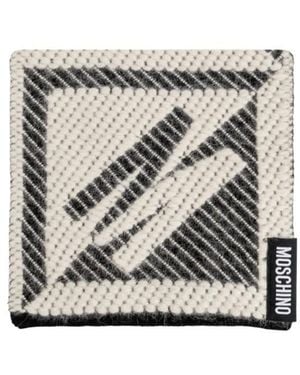 Moschino Geometric-Pattern Logo-Patch Scarf - Gray