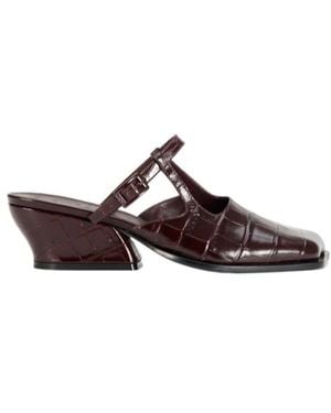 Loewe Onda Embossed Mules - Brown