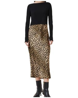 AllSaints Leopard Printed Off-Shoulder Dress - Black