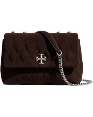 Tory Burch Kira Quilt Suede Small Convertible Shoulder Bag - Black